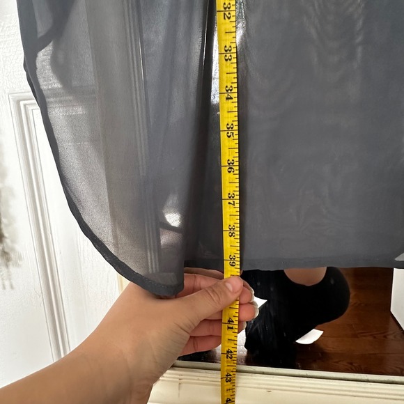 Cotton On Sheer Oversized Button Down Shirt Dark Gray High Low Tunic Top Size S - Picture 7 of 8